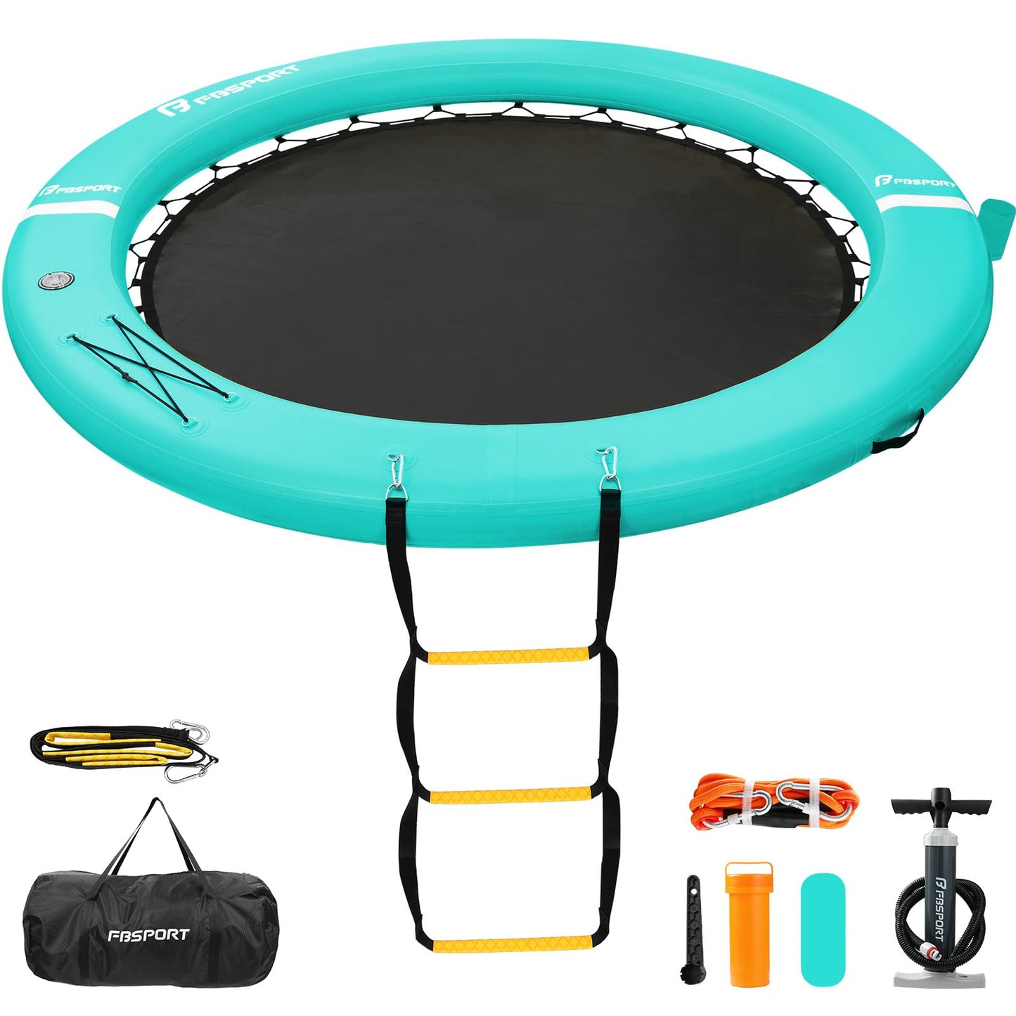 FBSPORT Inflatable Water Hammock Round – 8ft Floating Island Dock for Lake | Sun Lounger & Pool Platform