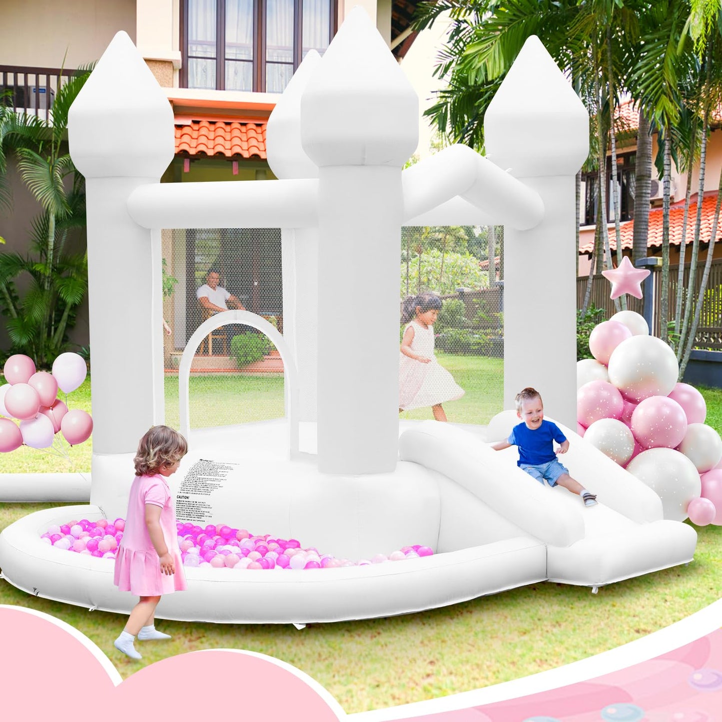 FBSPORT White Bounce House with Air Blower — Indoor & Outdoor