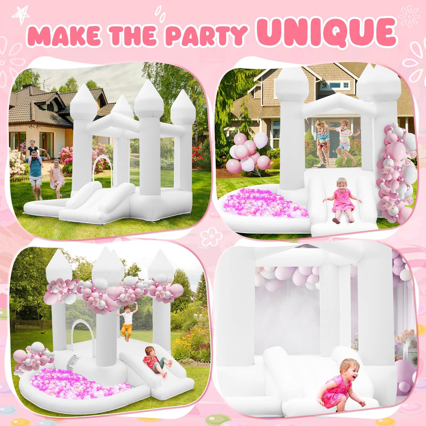 FBSPORT White Bounce House with Air Blower — Indoor & Outdoor
