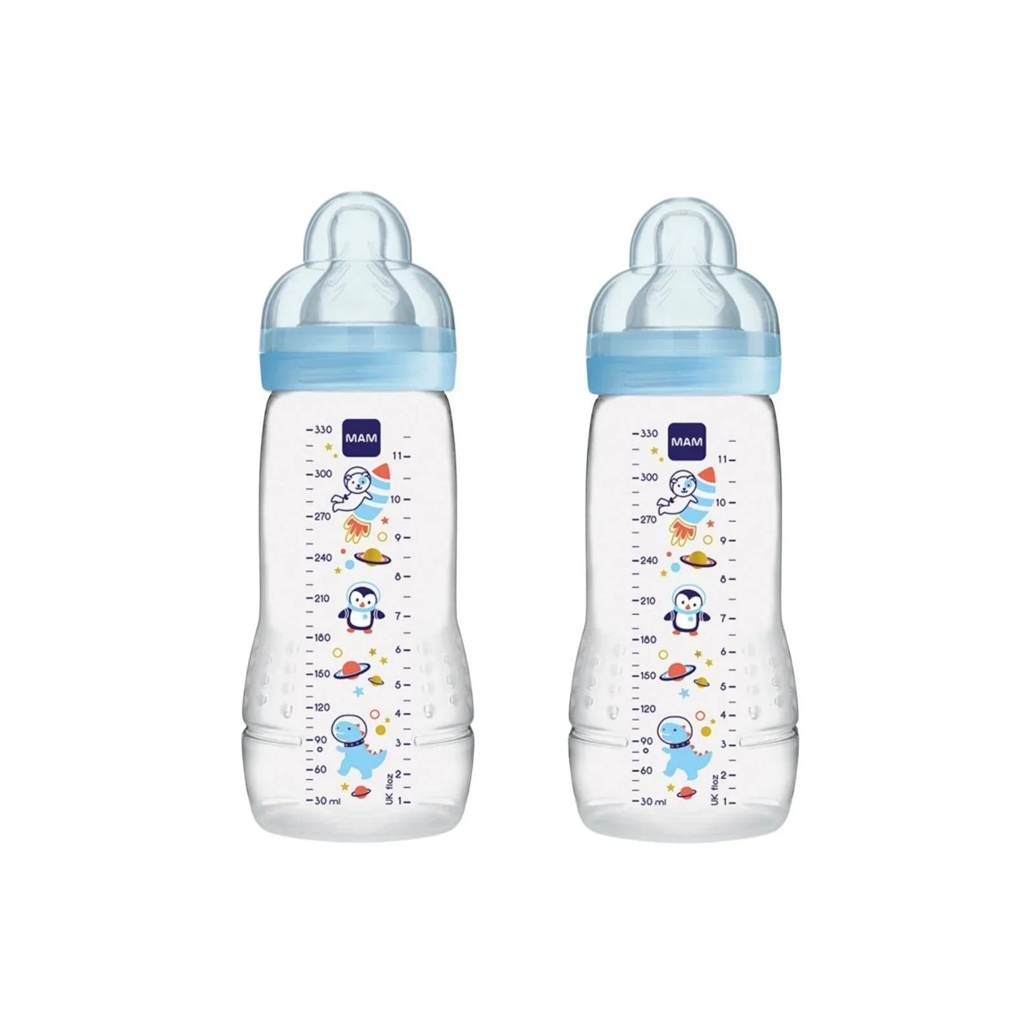 MAM Easy Active Bottle 330ml Pack of 2 - Blue Assorted