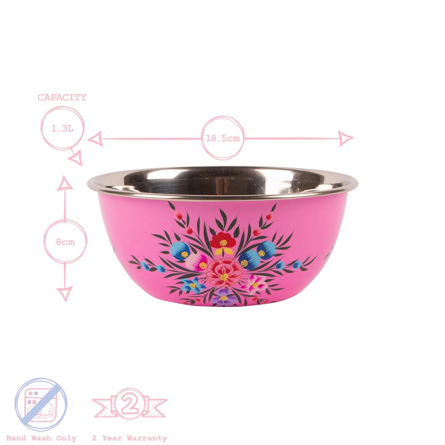 3pc Pansy Stainless Steel Picnic Bowl Set