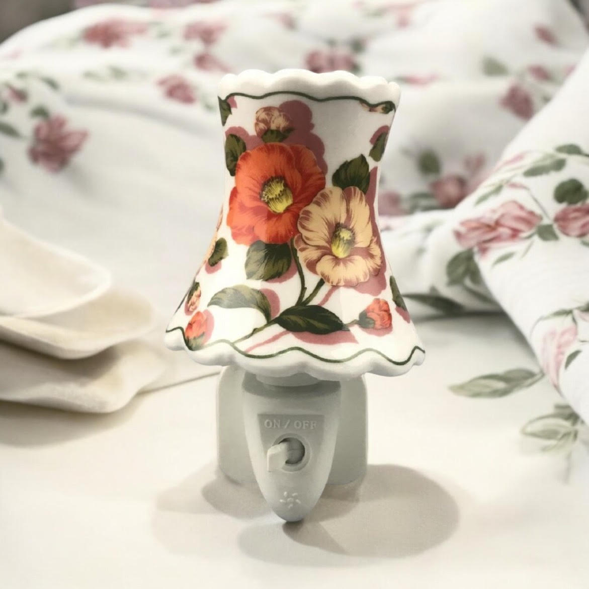 8 INCH FLORAL LED NIGHTLIGHT ORANGE & PASTEL