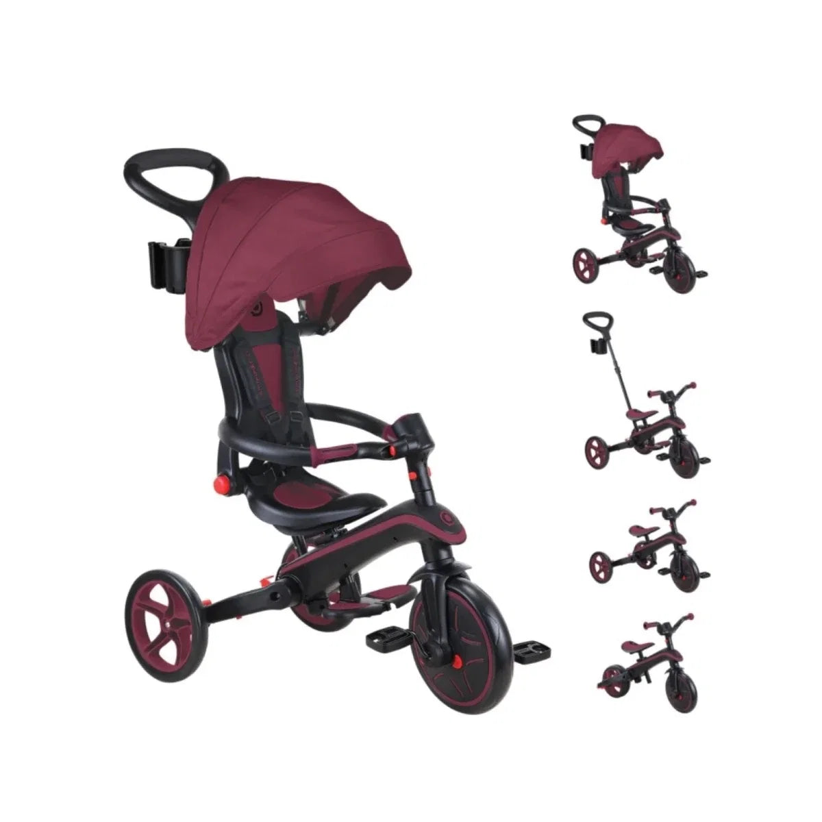 Globber 4-in-1 Explorer Trike Foldable - Burgundy