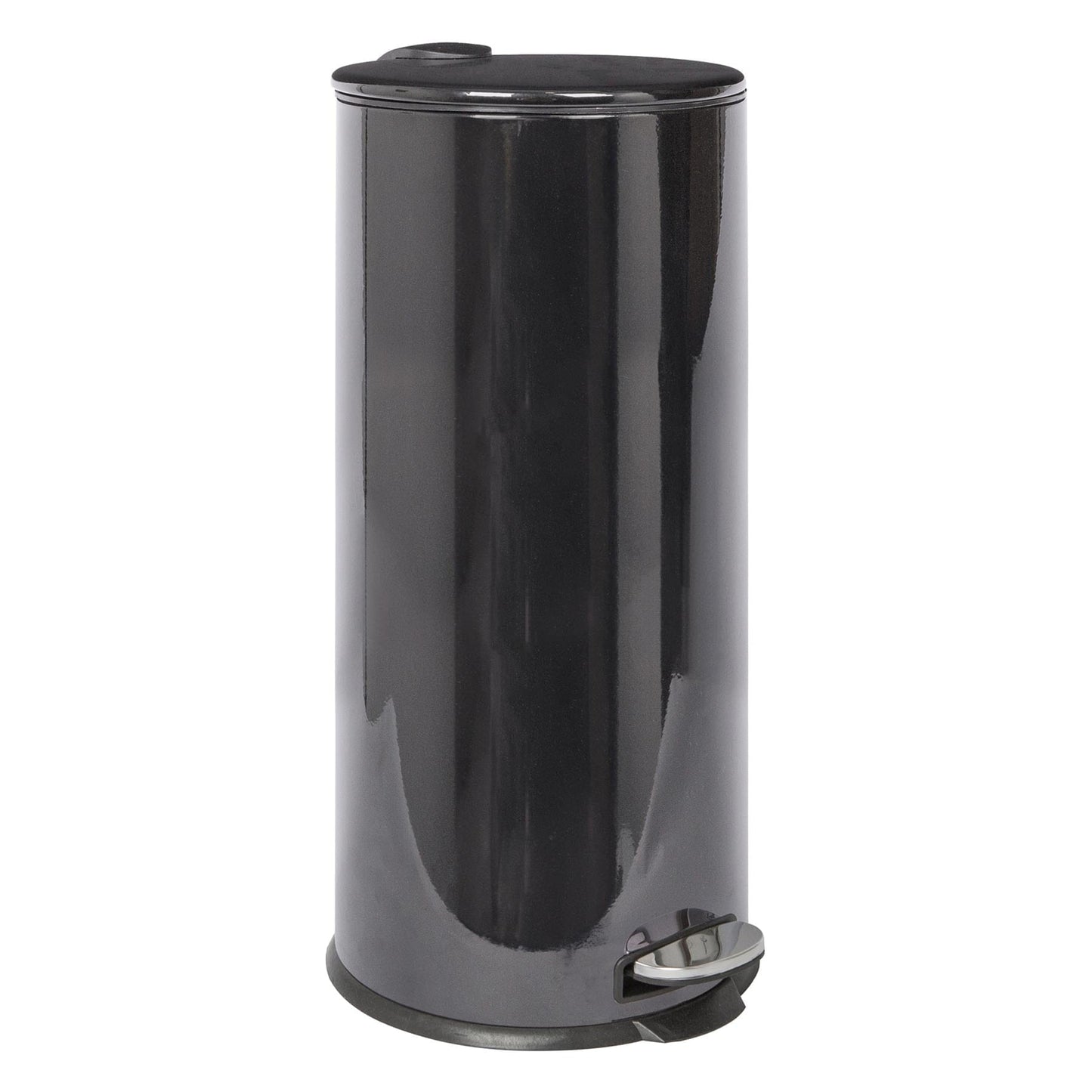 30L Black Round Stainless Steel Kitchen Pedal Bin