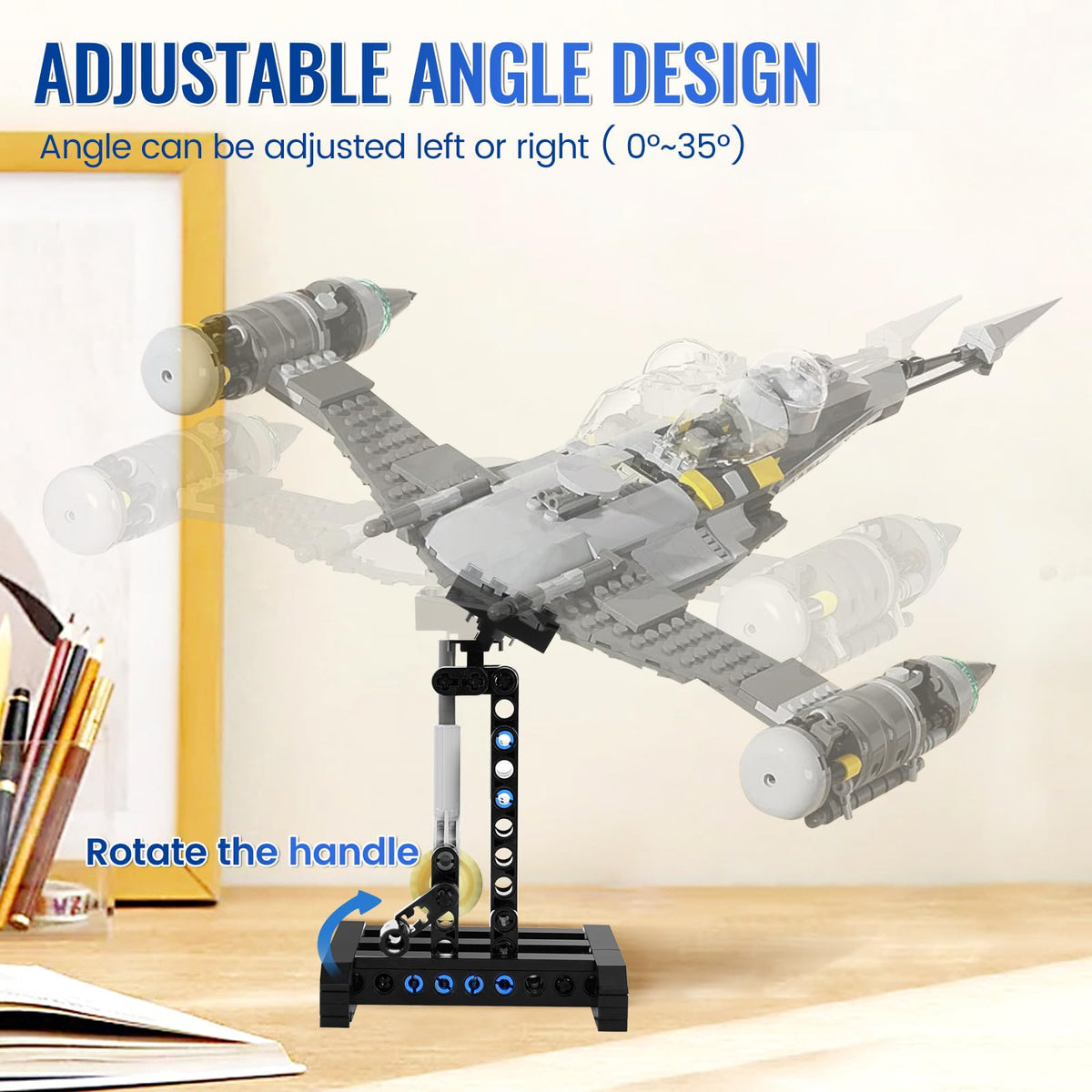 FCEYOUT Display Stand for Lego X-Wing 75301, TIE Bomber 75347, Mando N-1 75325 – Adjustable 2-Pack
