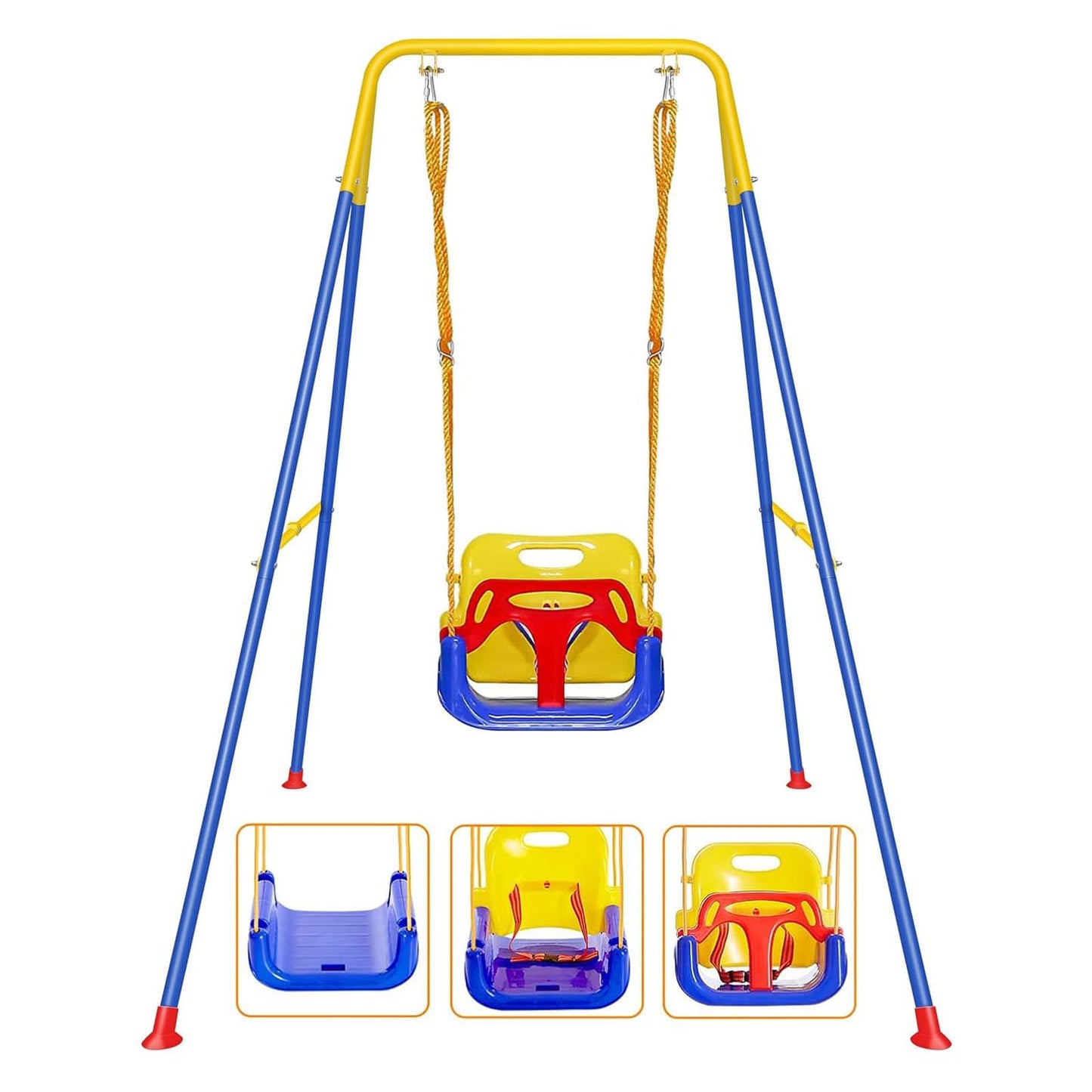FCOUMY 3-in-1 Toddler Swing with Frame - Indoor & Outdoor Use