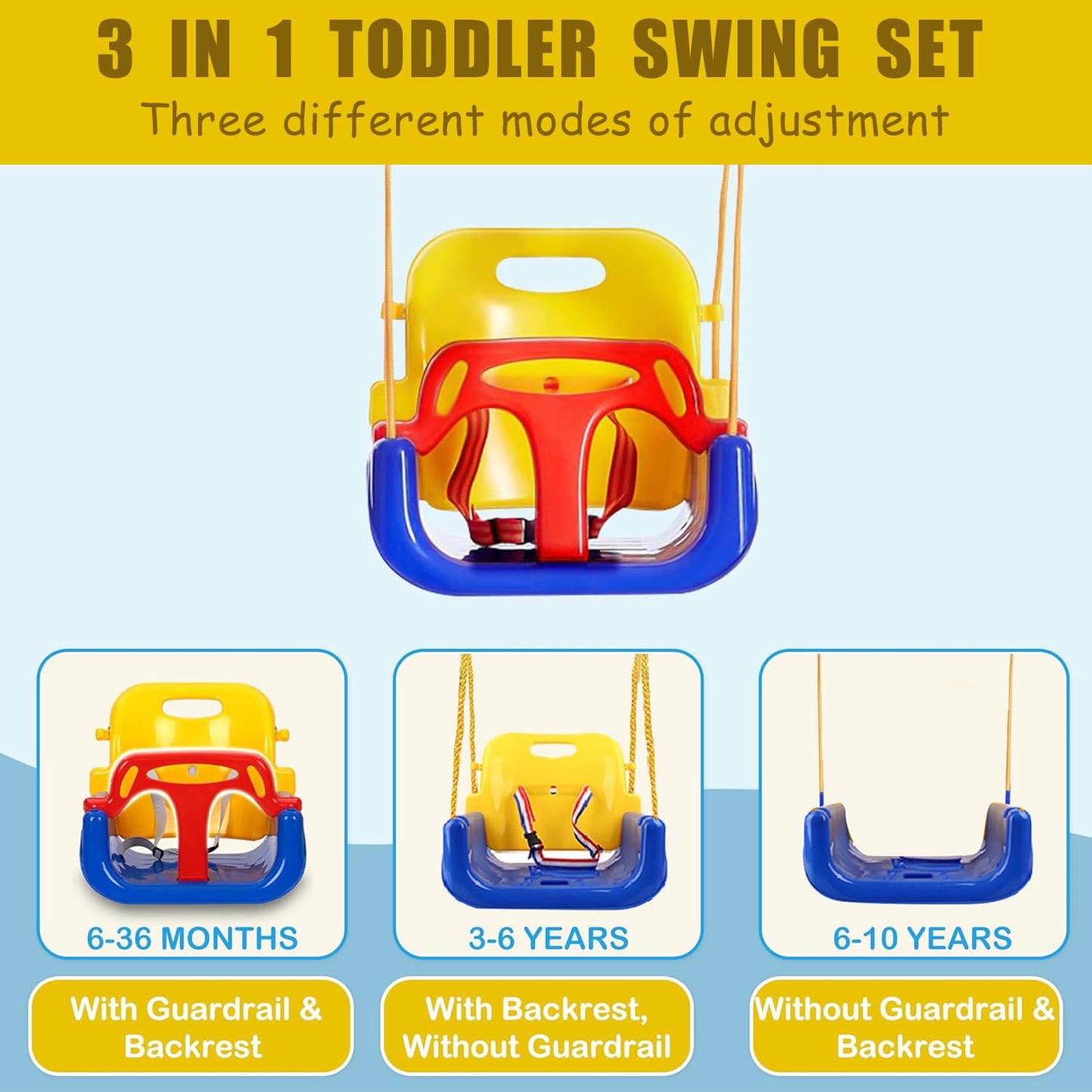 FCOUMY 3-in-1 Toddler Swing with Frame - Indoor & Outdoor Use