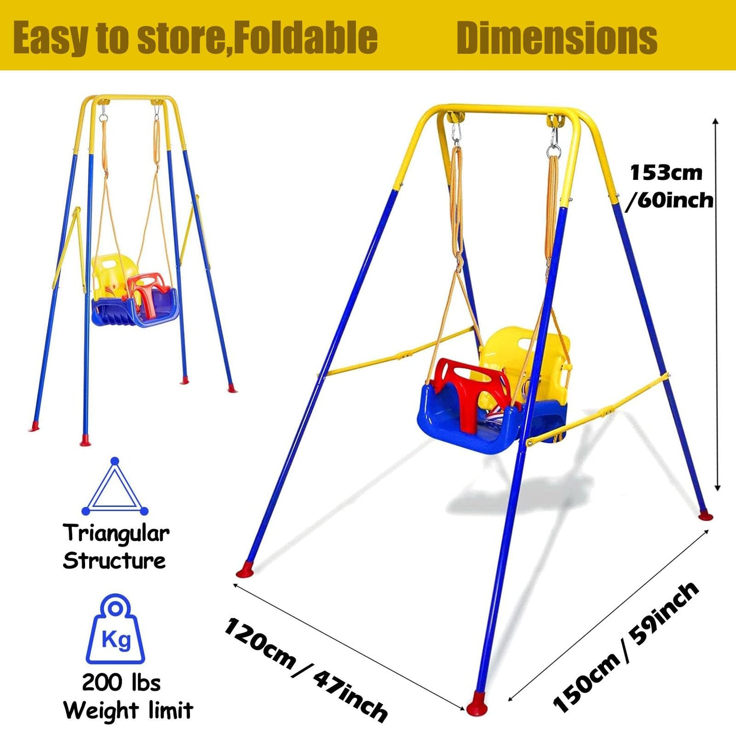 FCOUMY 3-in-1 Toddler Swing with Frame - Indoor & Outdoor Use