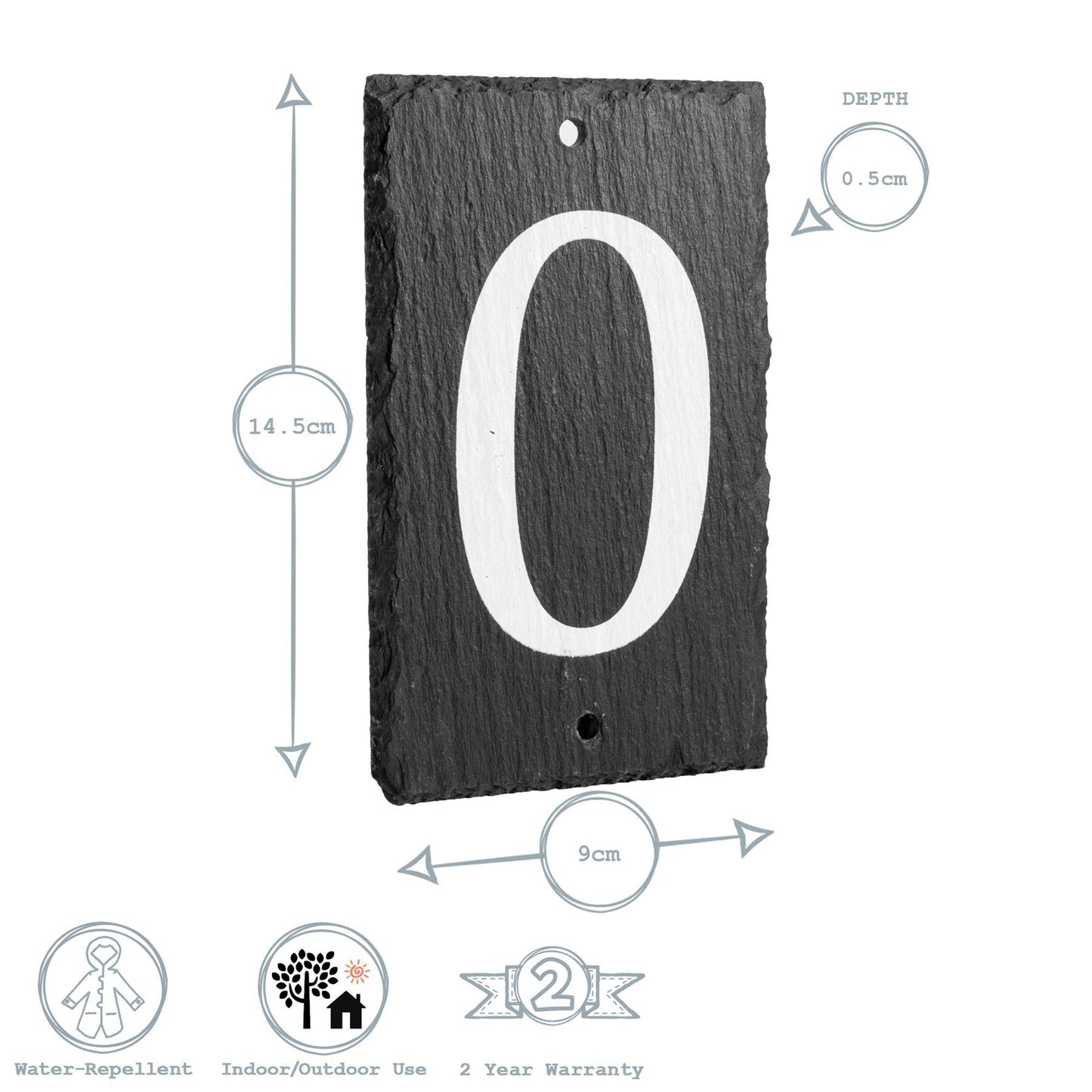 Number 0 Slate House Sign