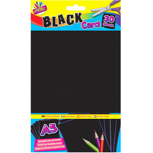 Children's Pack of 30 A5 Black Craft Card Sheets for Crafting