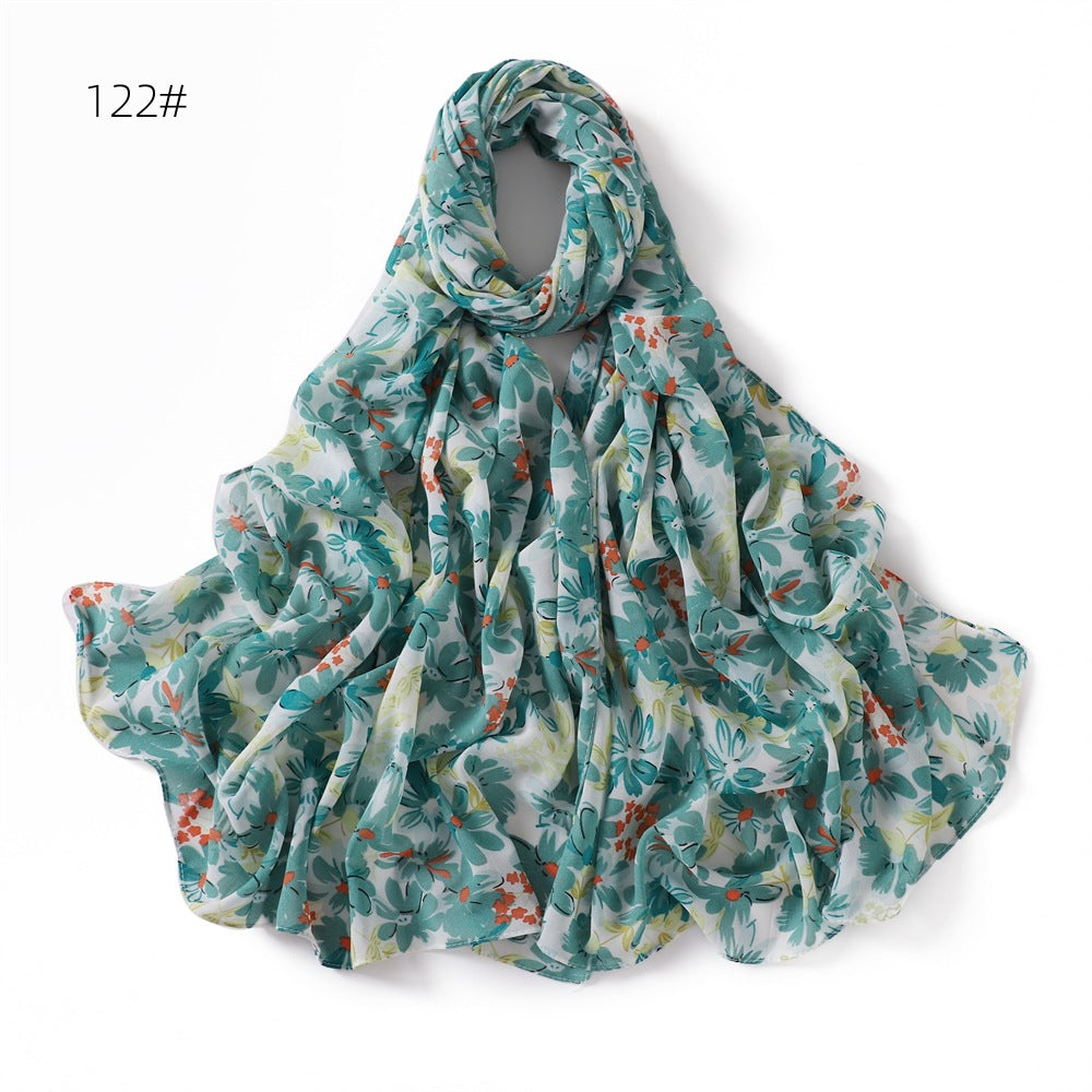 Versatile Chiffon Scarf - Lightweight Printed Shawl & Wrap