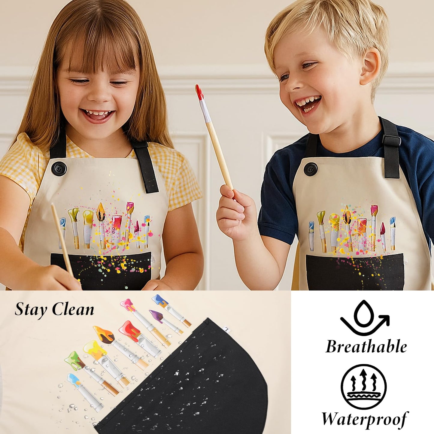FdcZeyxior 2-Pack Kids Artist Apron | Adjustable Waterproof Painting & Cooking