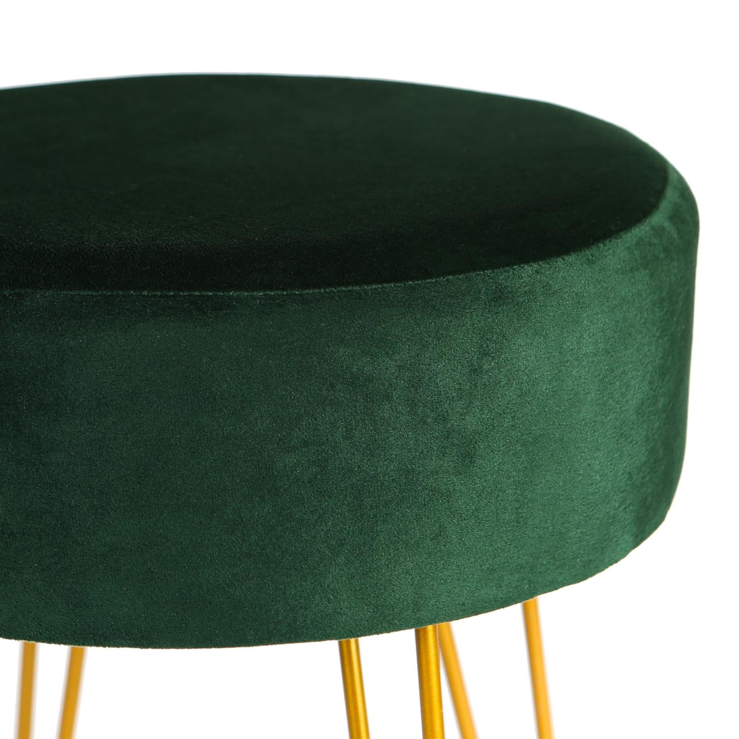 Green Round Velvet Footstool