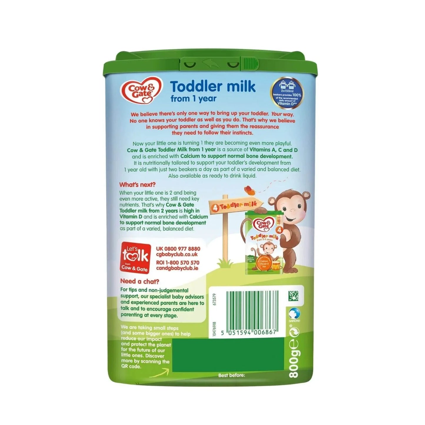 Cow & Gate 3 Growing Up Milk Formula 1+ year 800g