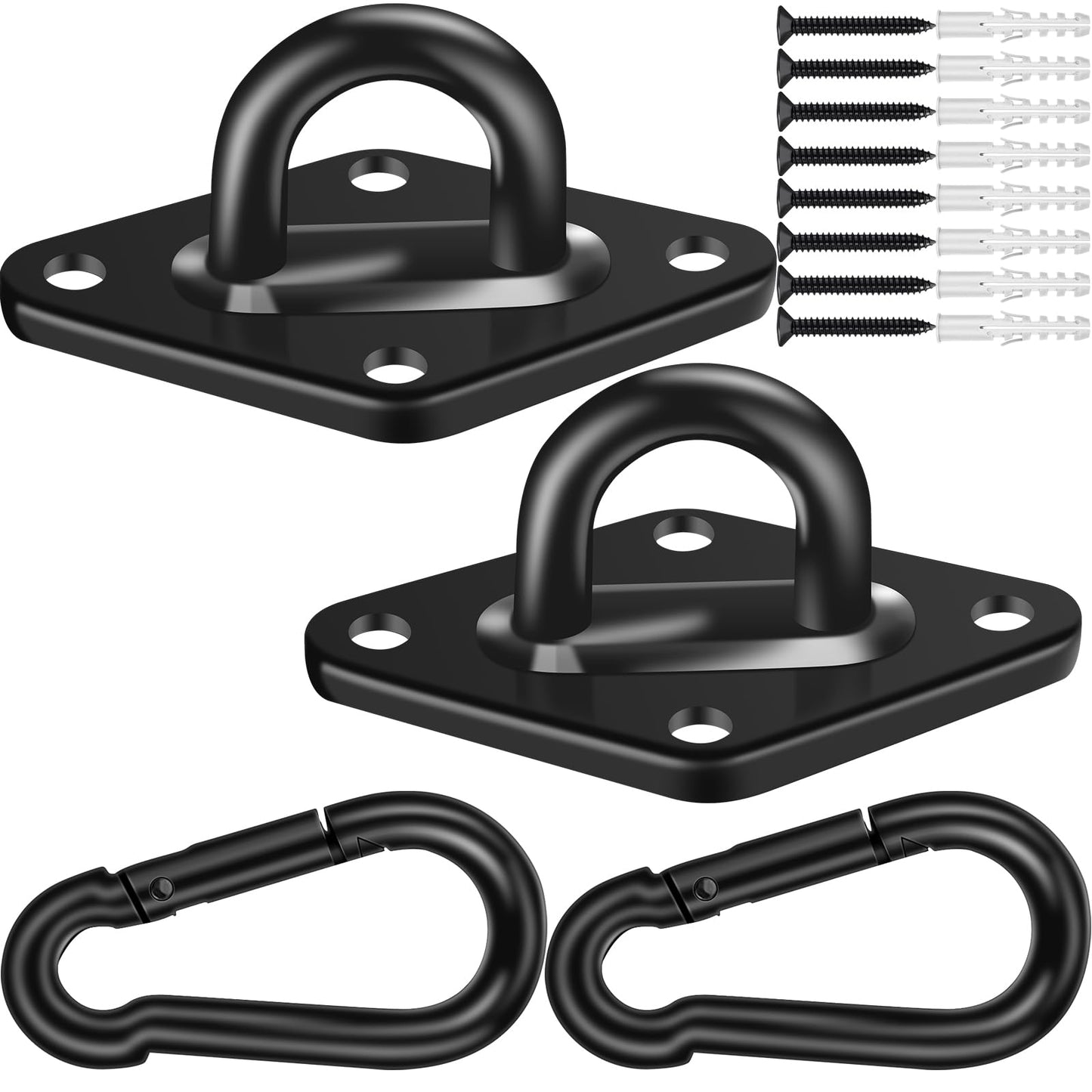 Feanron Hammock Hooks 2 Pack – Heavy Duty Hanging Kit, 1000 Lbs Capacity, M8 Pad Eye, Black