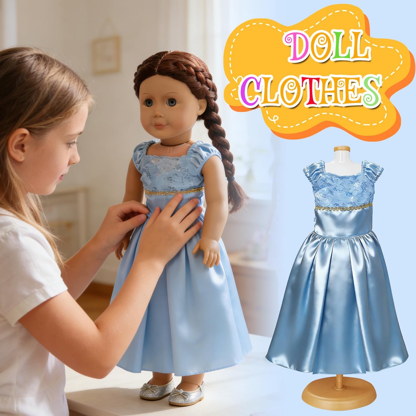 FEAYEA 18-Inch Doll Clothes Set – 6 Princess Costumes for All 18-Inch Dolls