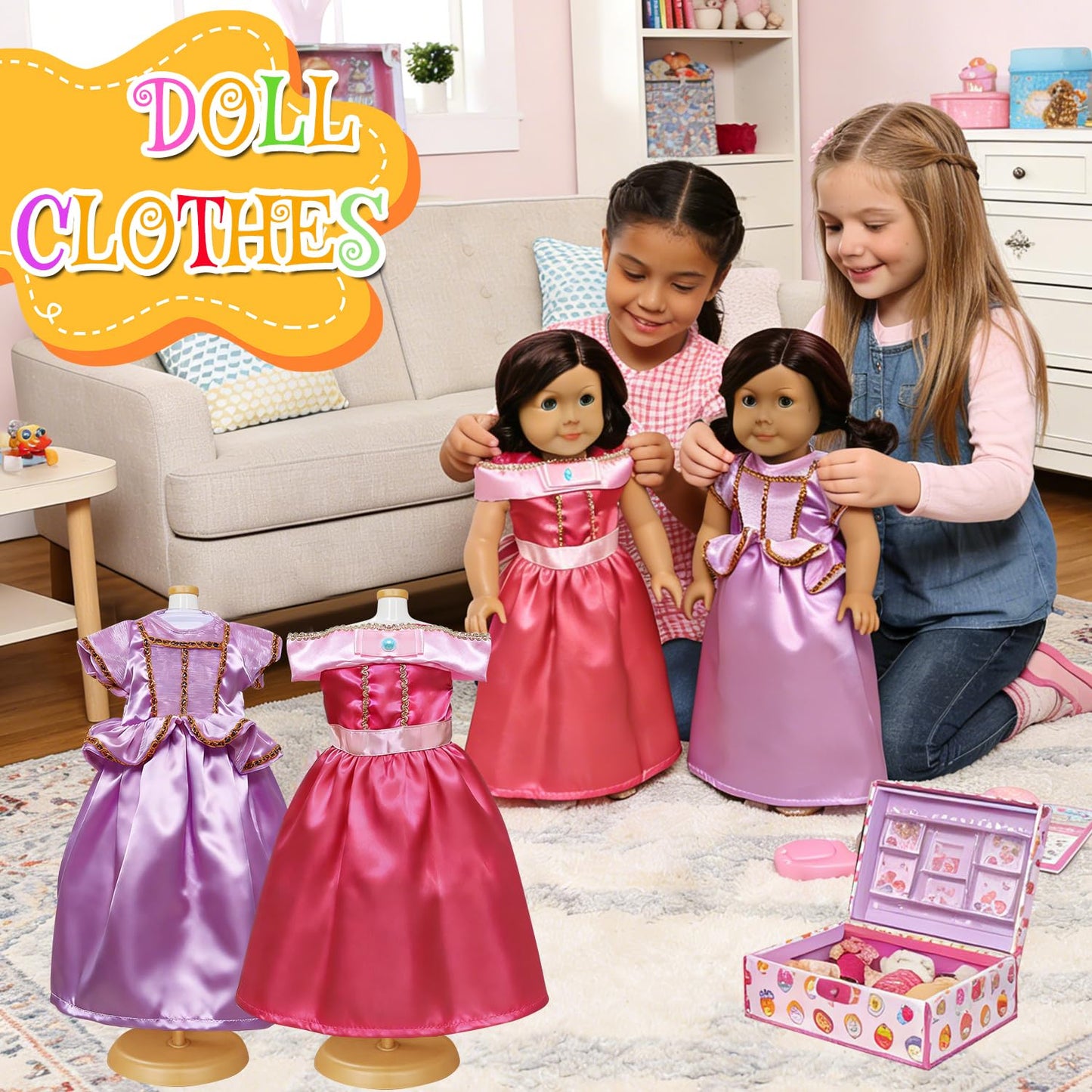 FEAYEA 18-Inch Doll Clothes Set – 6 Princess Costumes for All 18-Inch Dolls