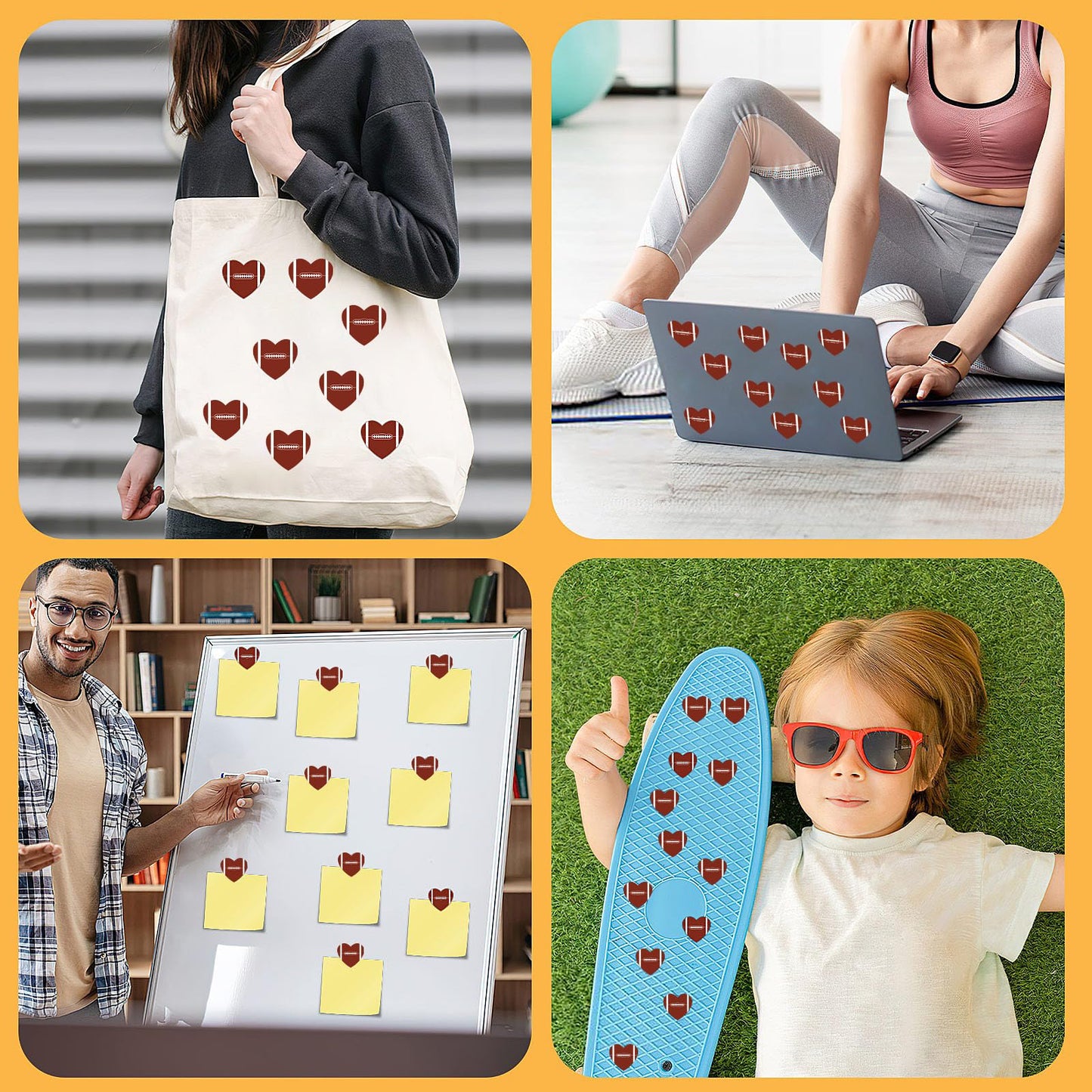 FEBSNOW Kids Sports Stickers – 600pc Self-Adhesive Football & Valentine Stickers for Events & Decorations