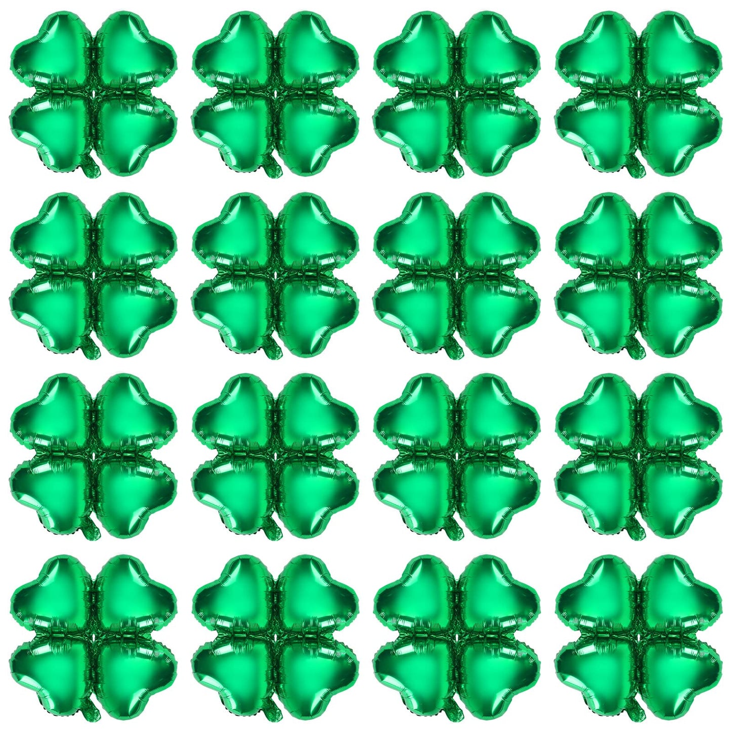 FEBSNOW 24Pcs St. Patrick's Day Foil Balloons – 18 Inch Shamrock & Heart Garland Set