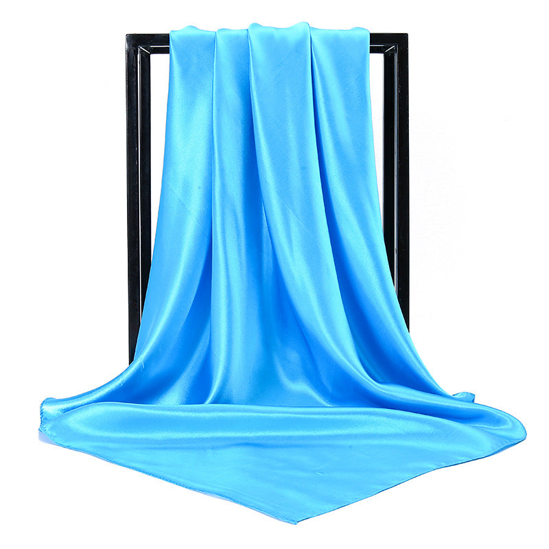 Ladies' Solid Colour Silk Satin Square Scarf, 90/90cm Headscarf, Flight Attendants' Neckerchiefs