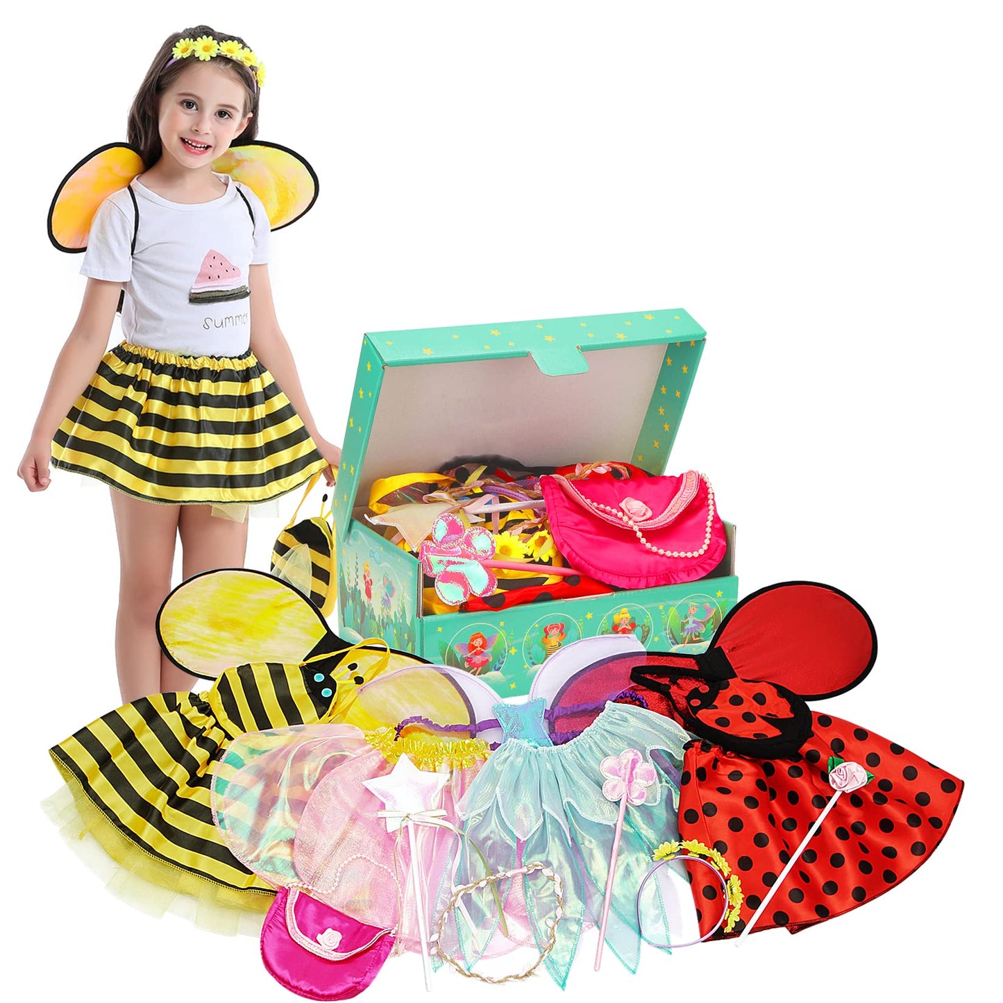 Fedio Dress Up Clothes for Little Girls – Princess Costumes & Trunk Set (Ages 3-6)