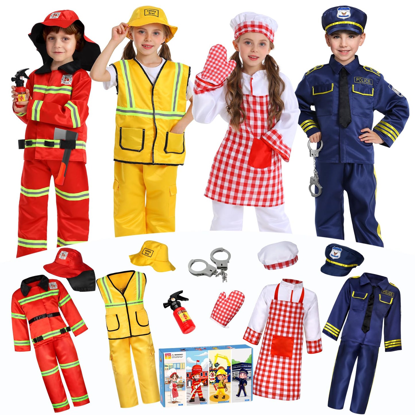 Fedio 14Pcs Toddler Dress Up Set – 4 Costumes for 3–6 Years