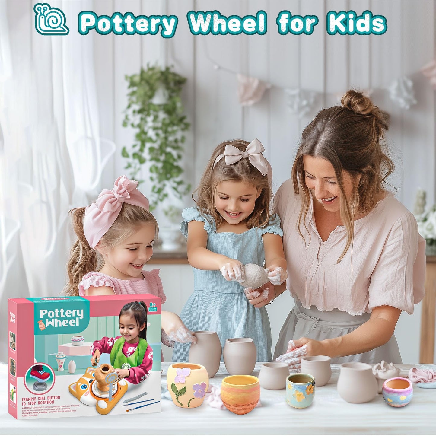 Fedonak Kids Pottery Wheel Kit — Beginner DIY Pottery Set with Clay, Tools & Painting Supplies