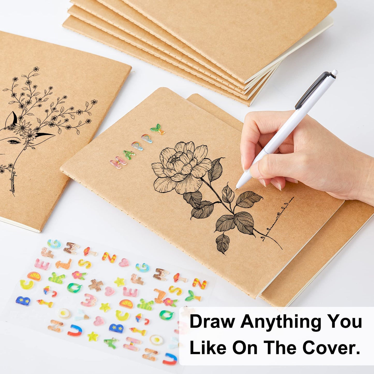 feela 90 Pack Kraft Notebooks Bulk – Lined A5 Journals, 60 Pages Each, 8.3 x 5.5 in