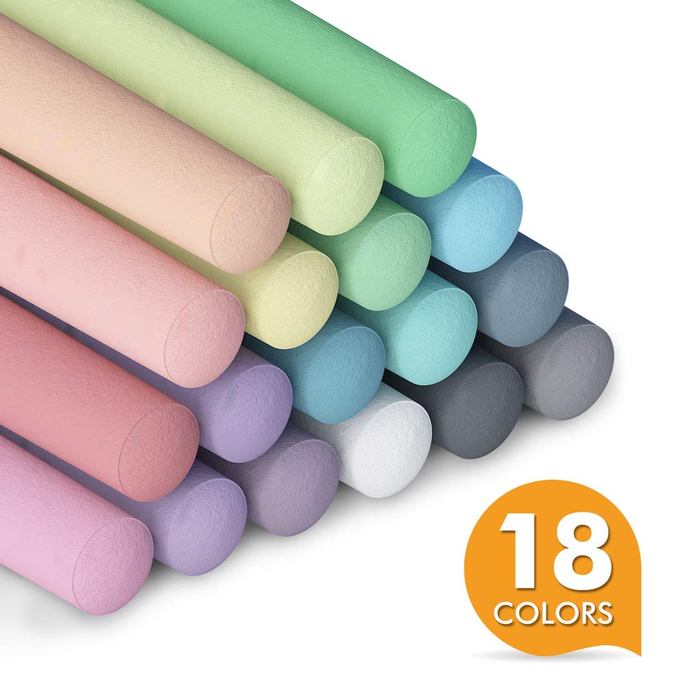 Feela 162-Pack Sidewalk Chalk Set – 18 Colors, Jumbo 4-Inch Chalk for Outdoor Art