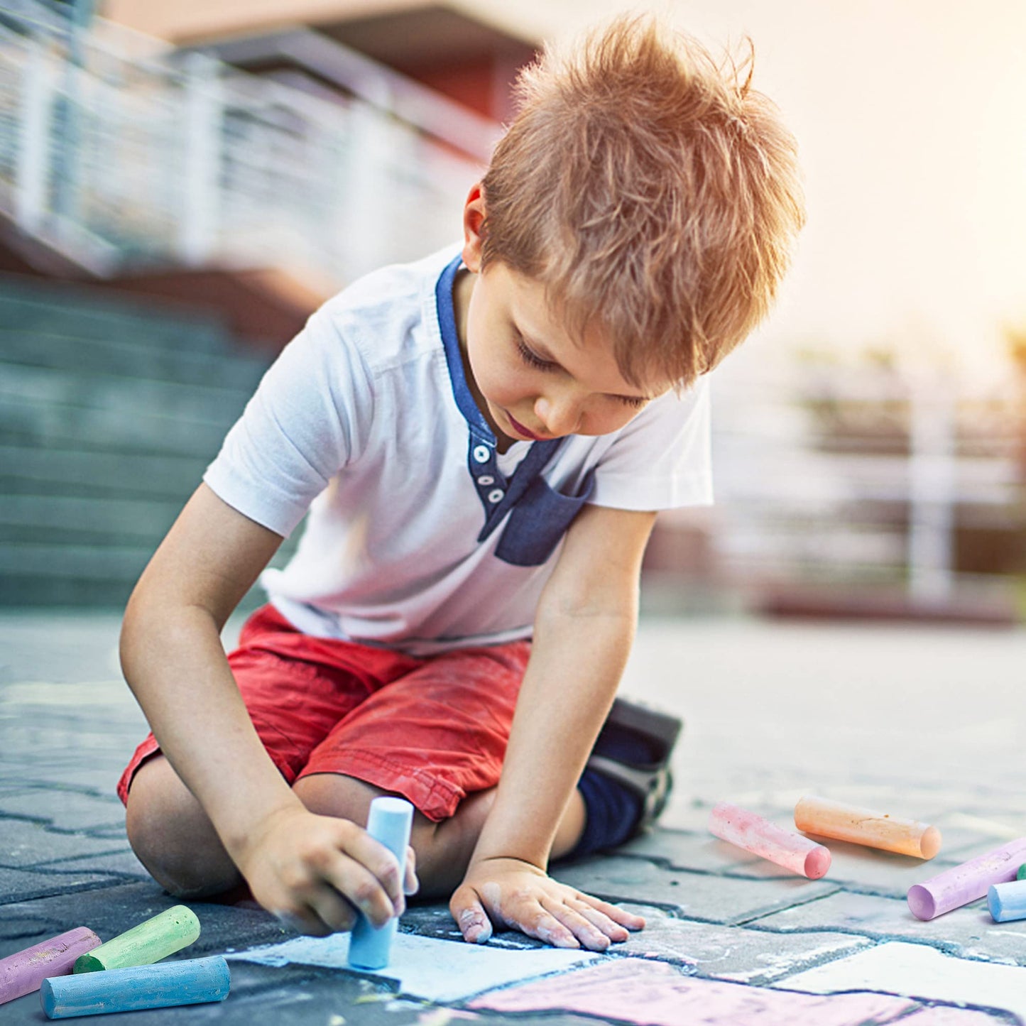 Feela 168 Pack Sidewalk Chalk – Jumbo 14-Color Outdoor Chalk Set for Kids