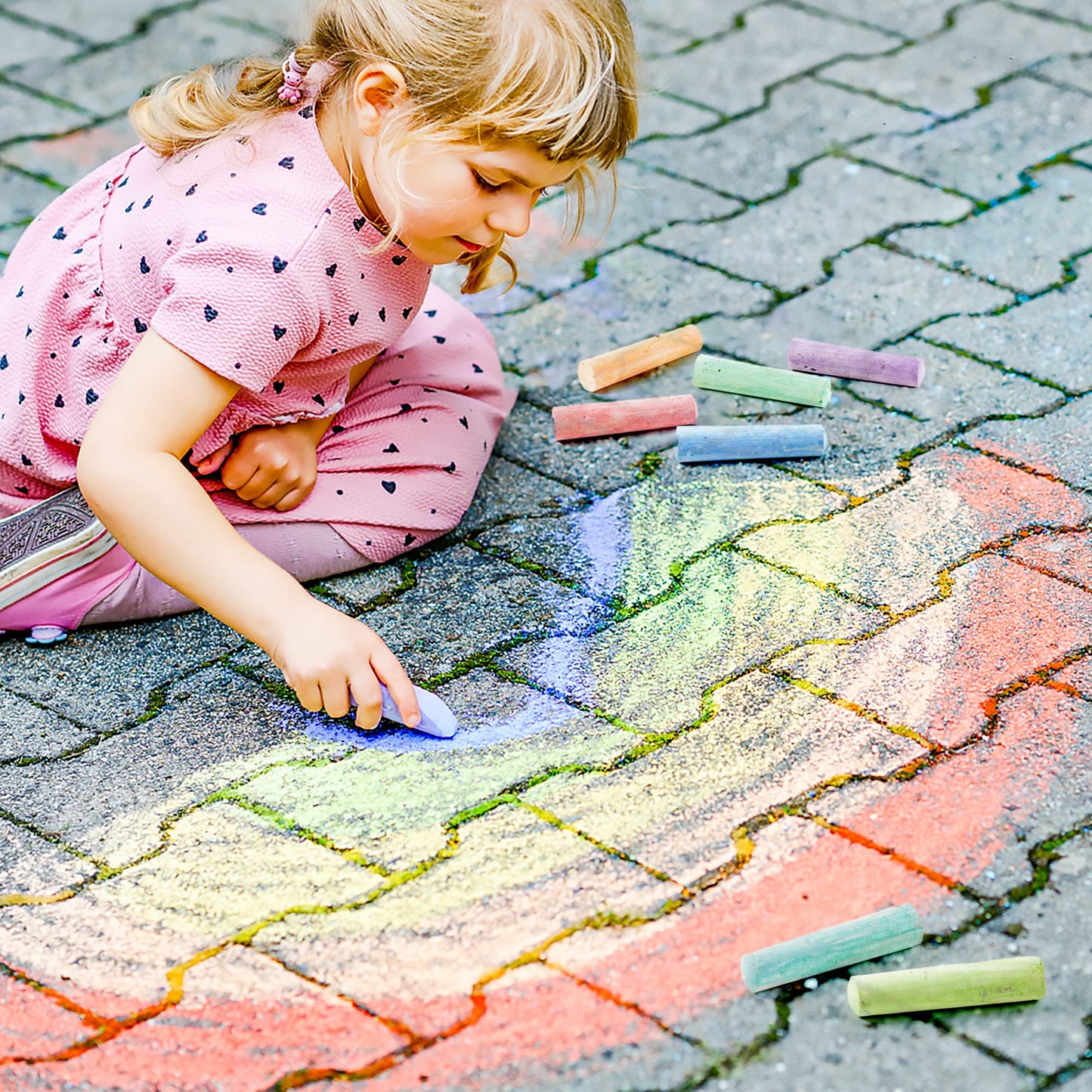 Feela 168 Pack Sidewalk Chalk – Jumbo 14-Color Outdoor Chalk Set for Kids