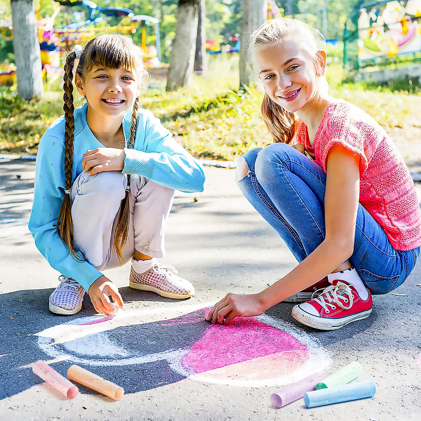 Feela 168 Pack Sidewalk Chalk – Jumbo 14-Color Outdoor Chalk Set for Kids