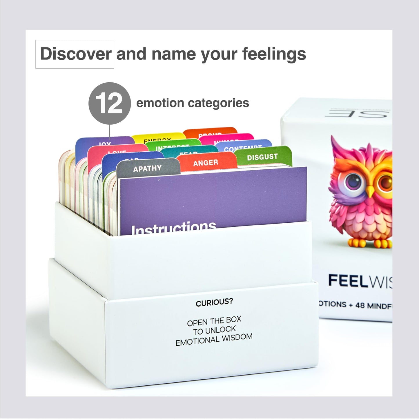 FeelWise Emotional Intelligence Card Deck – 156 Emotions + 37 Micro-Mindfulness Techniques