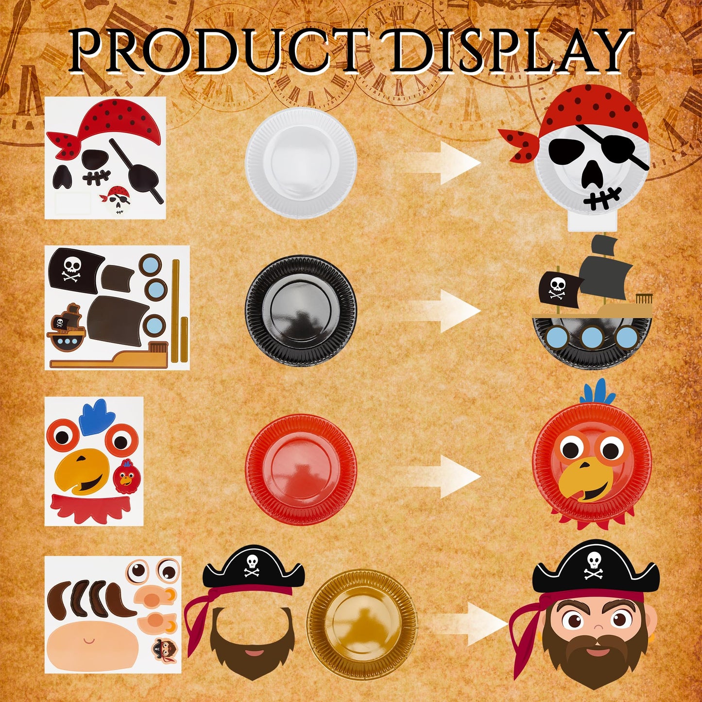 Fegat Pirate Paper Plate Craft Kit – 24 Pack DIY Pirate Arts & Crafts for Kids