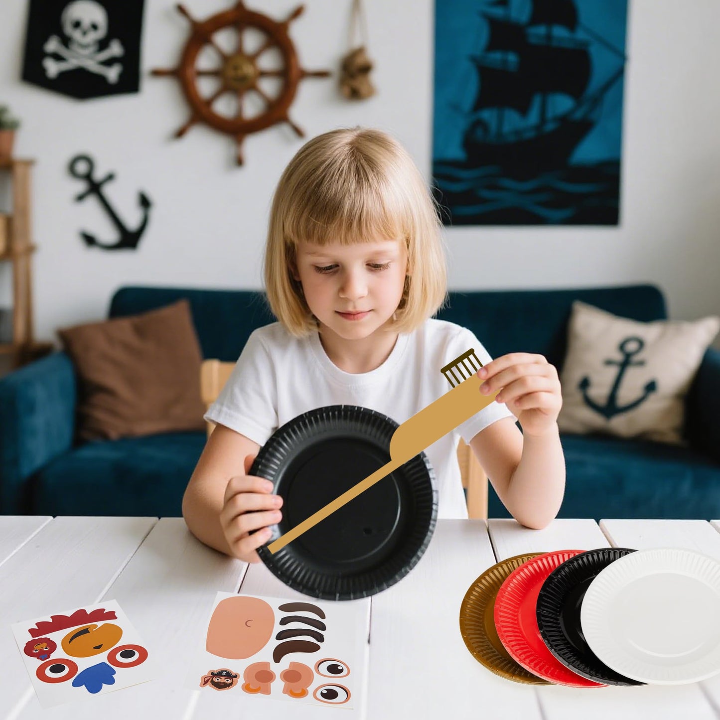 Fegat Pirate Paper Plate Craft Kit – 24 Pack DIY Pirate Arts & Crafts for Kids