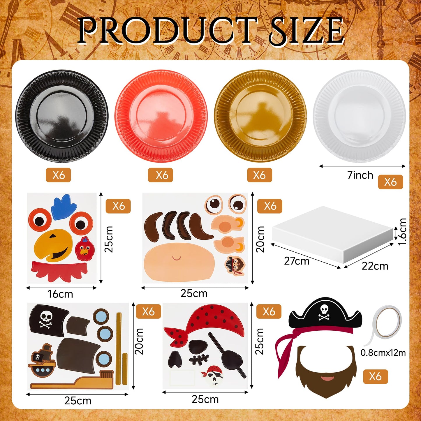 Fegat Pirate Paper Plate Craft Kit – 24 Pack DIY Pirate Arts & Crafts for Kids
