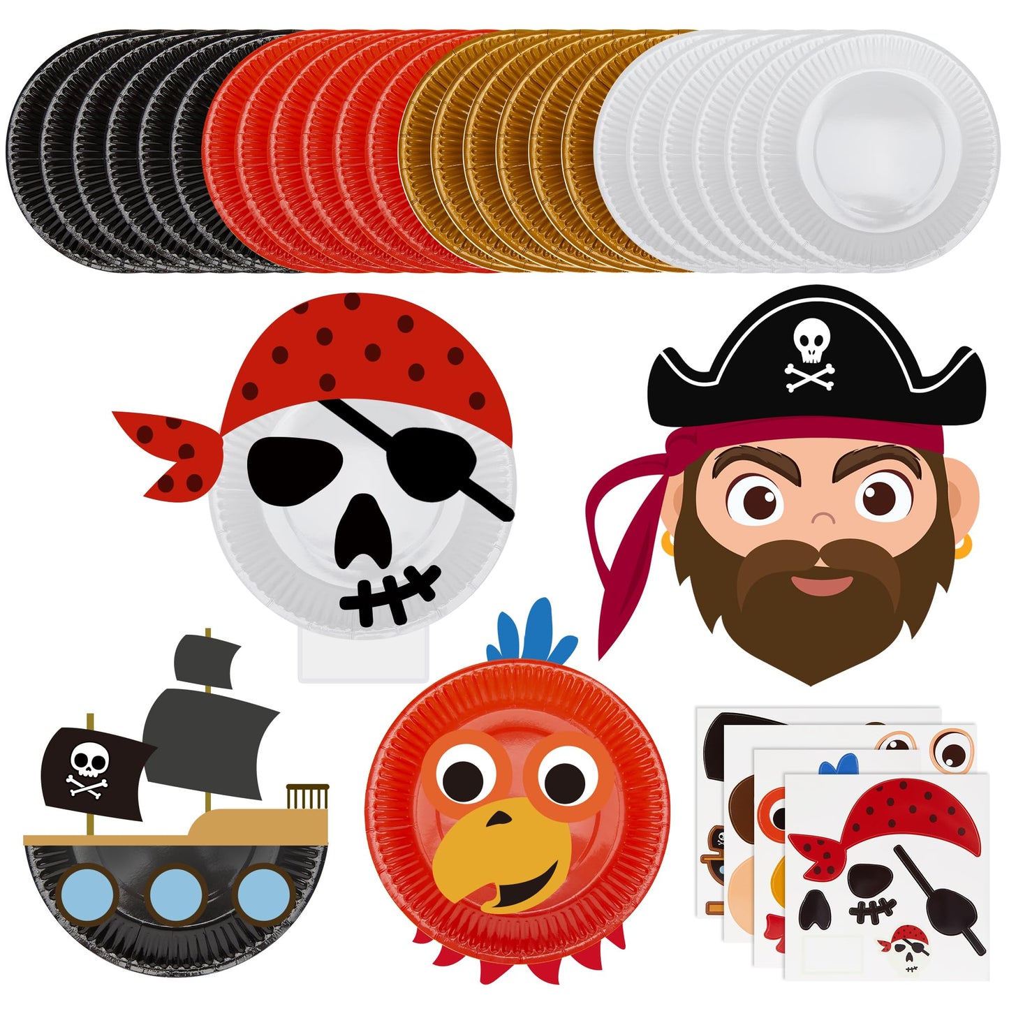 Fegat Pirate Paper Plate Craft Kit – 24 Pack DIY Pirate Arts & Crafts for Kids