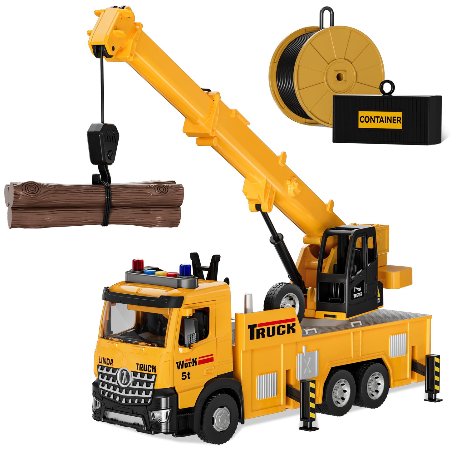 FEIDAMA 1:64 Mobile Crane Toy – 5t Capacity, Light & Sound, Alloy Construction Vehicle for Ages 3–7