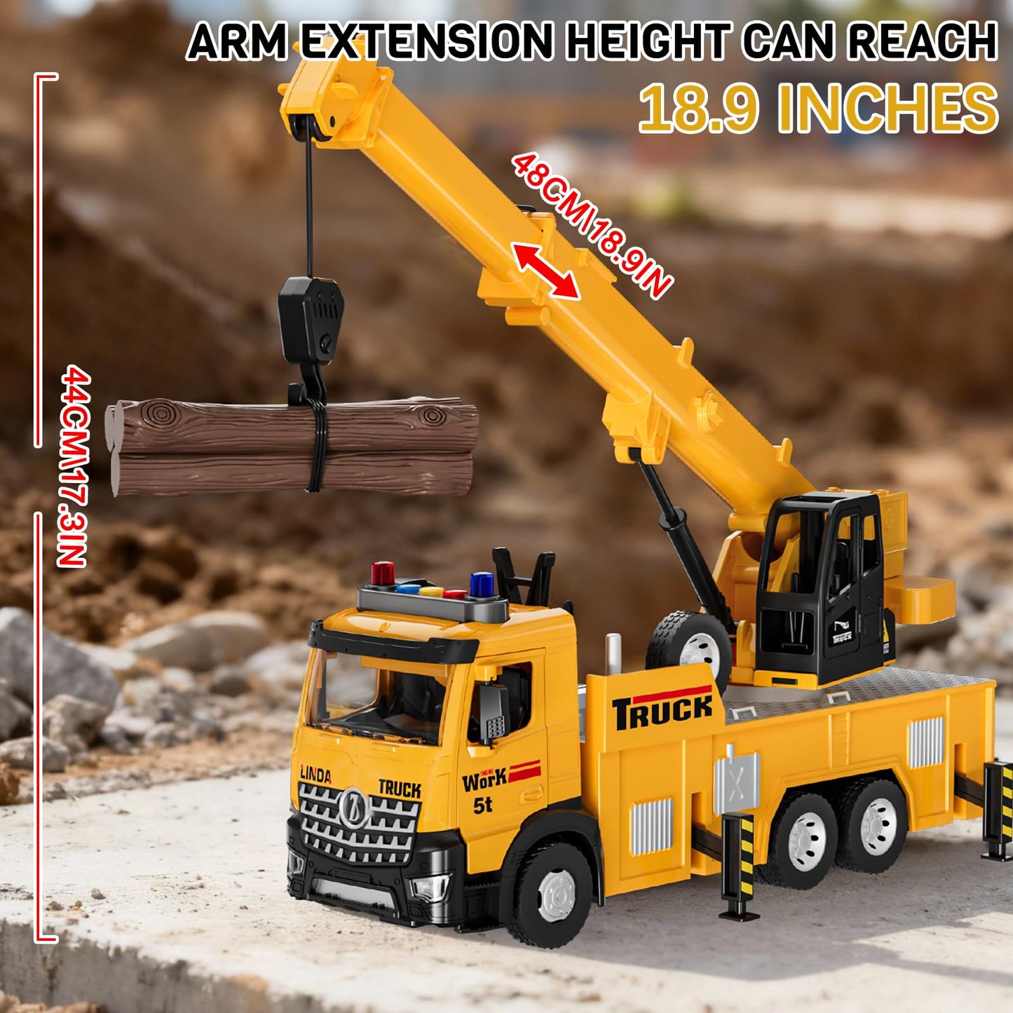 FEIDAMA 1:64 Mobile Crane Toy – 5t Capacity, Light & Sound, Alloy Construction Vehicle for Ages 3–7