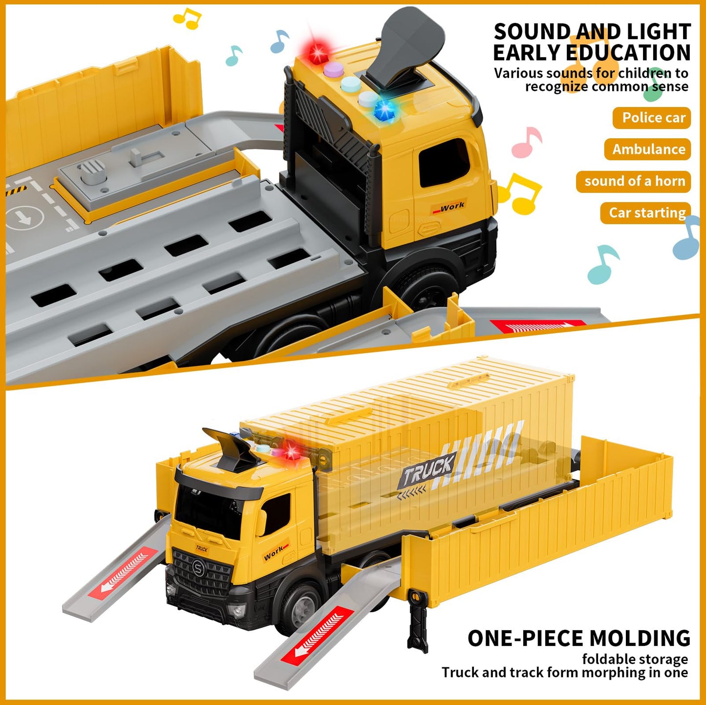 FEIDAMA Construction Toys Truck Crane – Race Track & Ejector Set for Kids 2-8