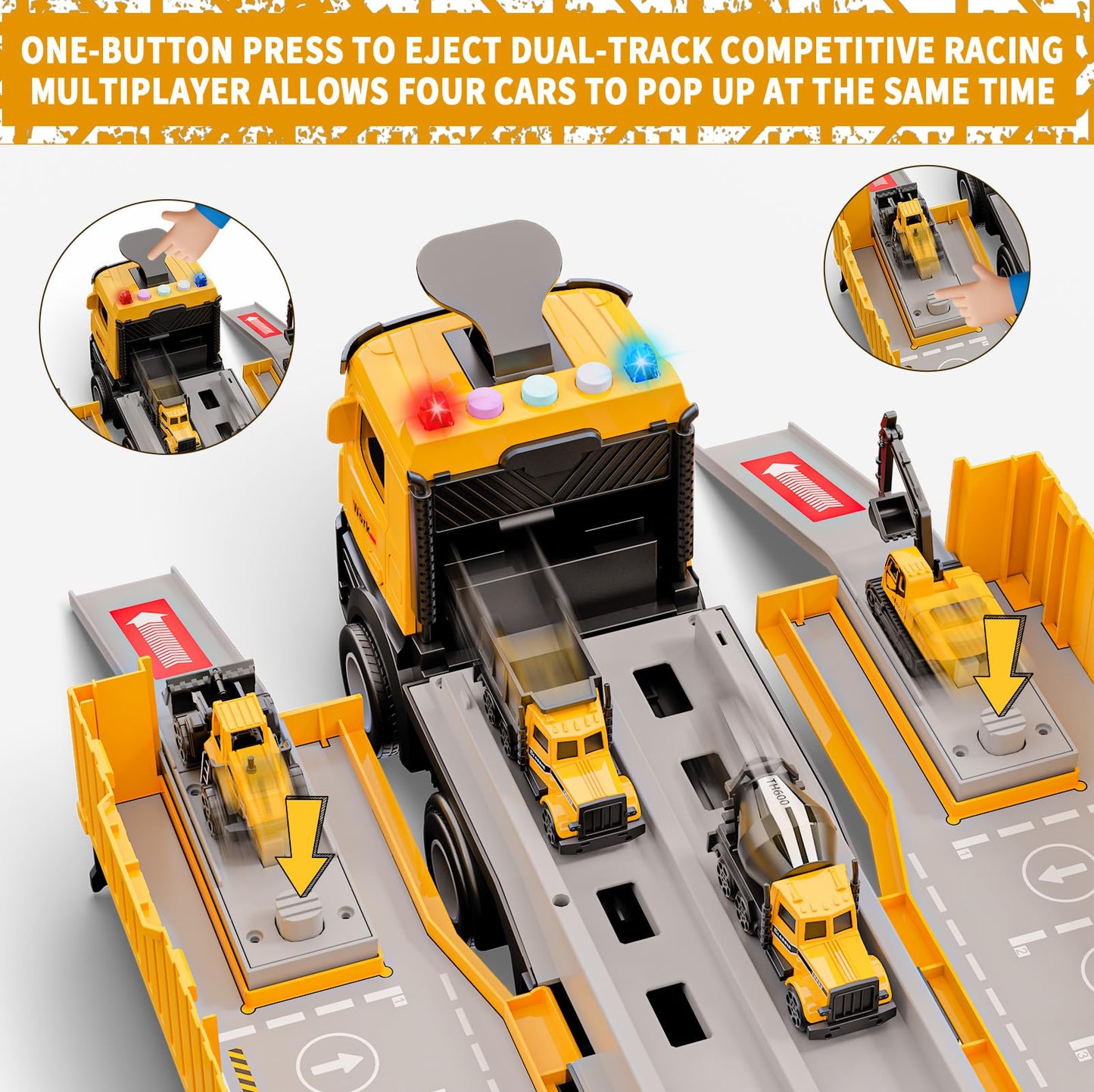FEIDAMA Construction Toys Truck Crane – Race Track & Ejector Set for Kids 2-8
