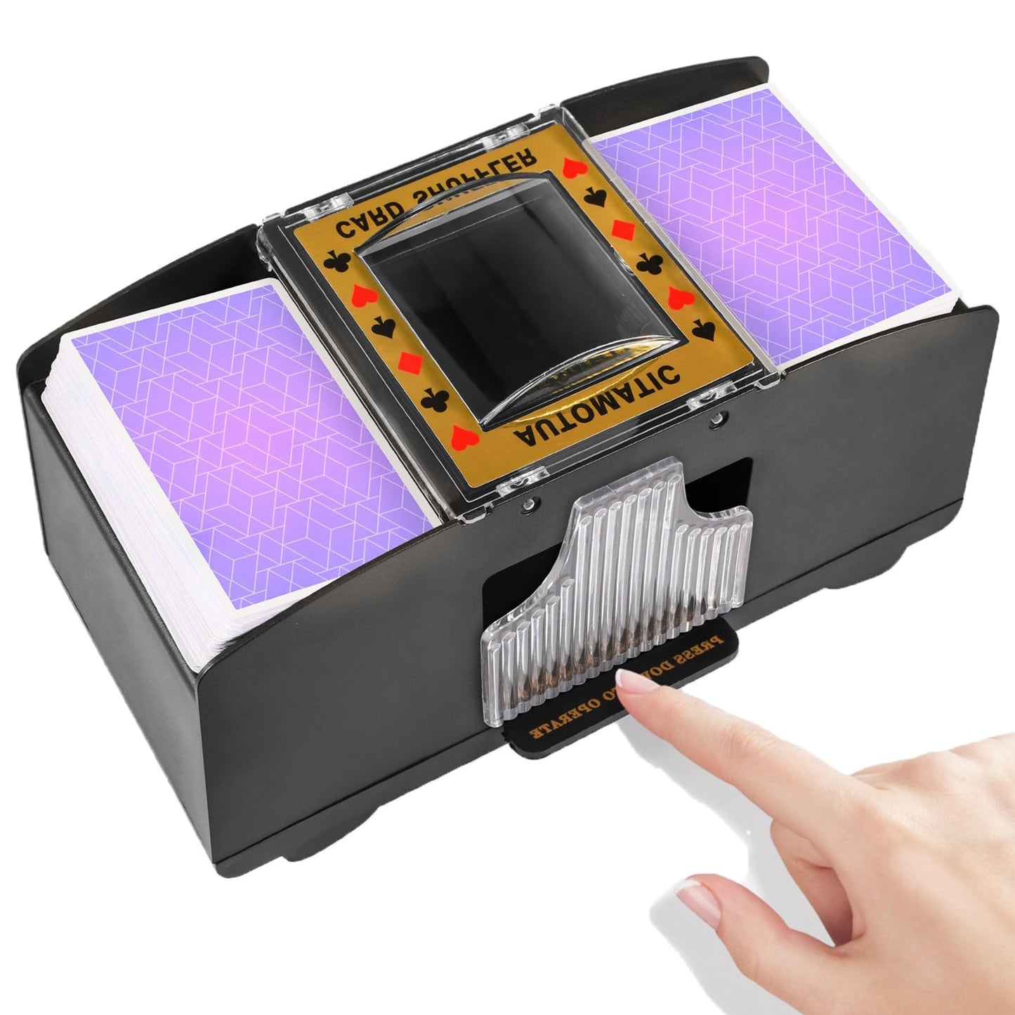 FEIERYA Automatic Card Shuffler 2-Deck – Battery-Operated Shuffler for UNO, Poker & More