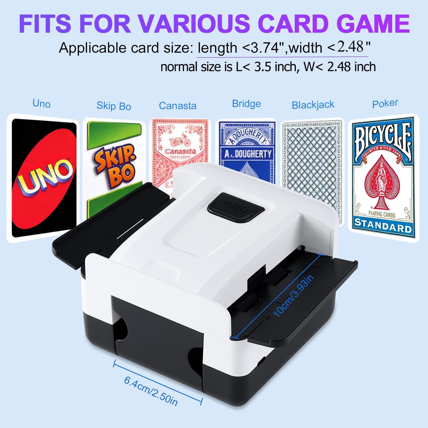 FEIERYA Automatic Card Shuffler 2 Deck – Rechargeable Shuffling Machine for UNO, Poker & Home Games