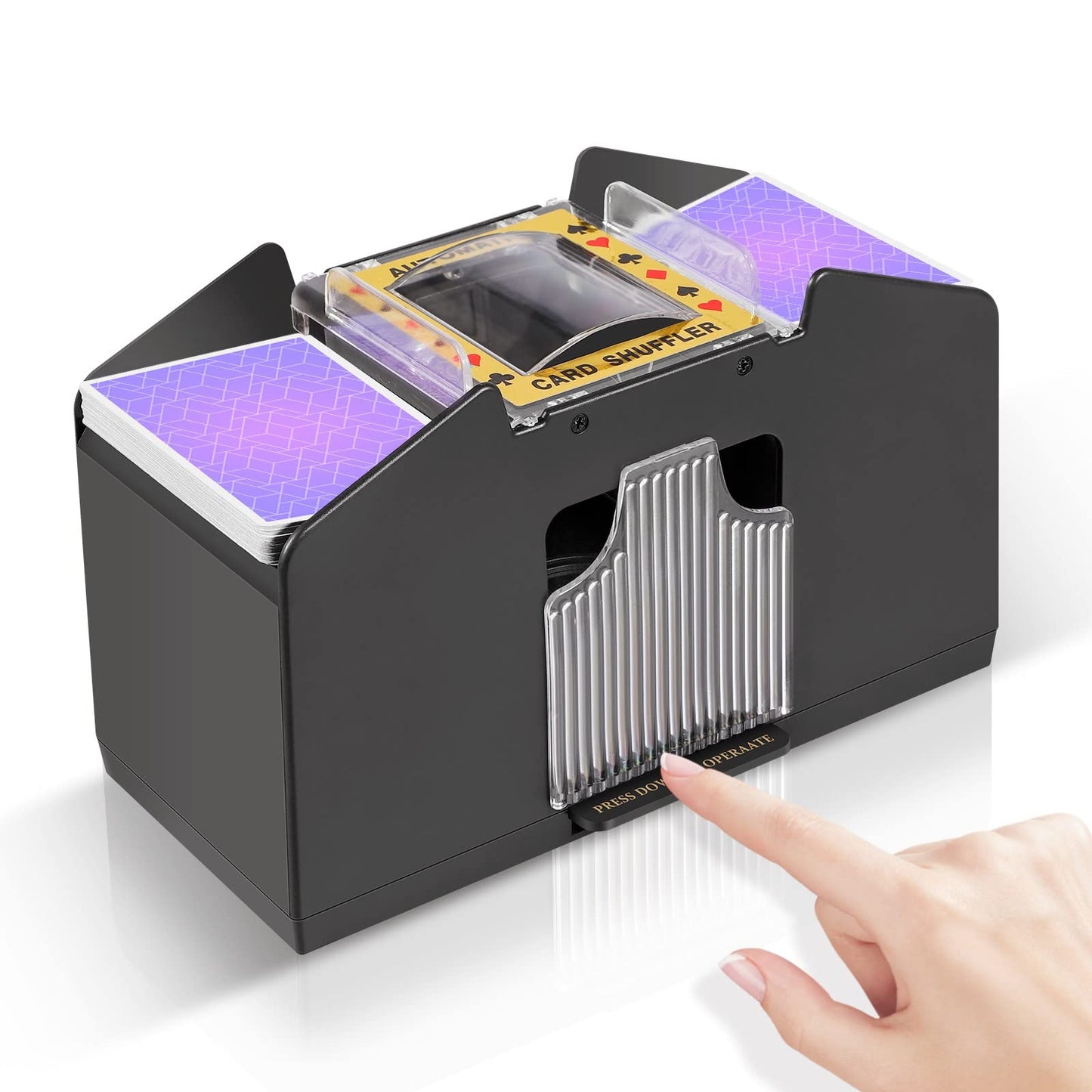 FEIERYA Automatic Card Shuffler 4-Deck – Battery-Operated Shuffle for UNO, Poker & More