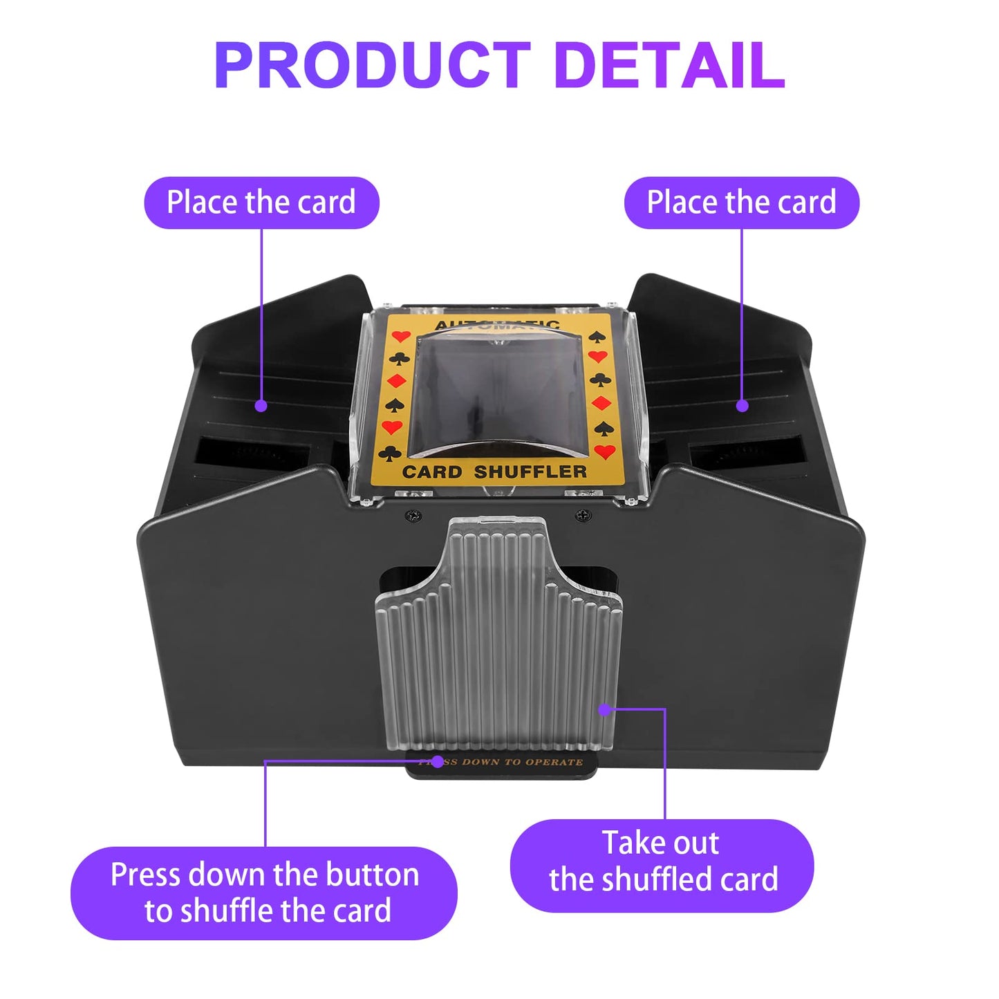 FEIERYA Automatic Card Shuffler 4-Deck – Battery-Operated Shuffle for UNO, Poker & More