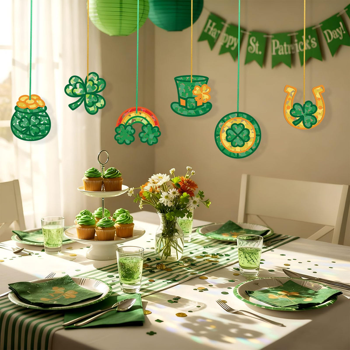 Feifeiya 24-Set St Patrick’s Day Suncatcher Craft Kit – Window Decor