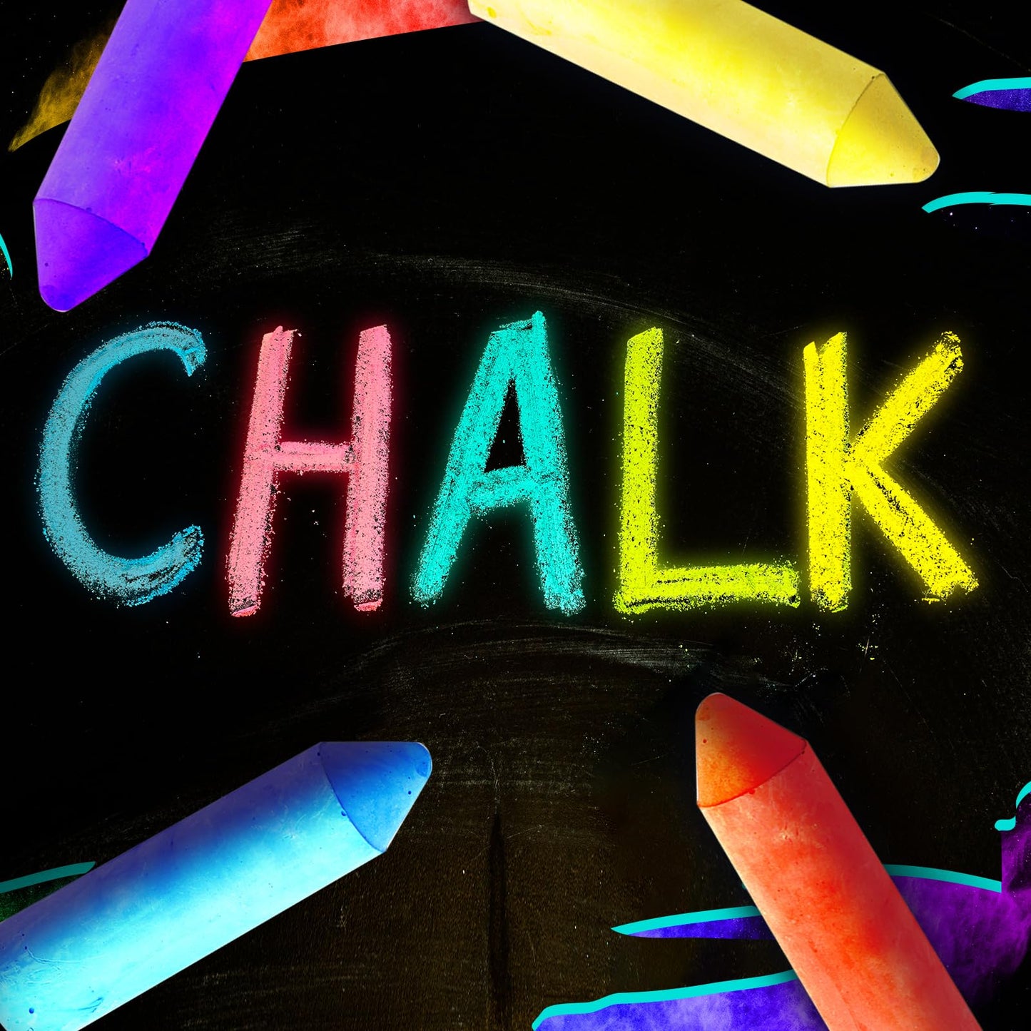 Feifeiya Glow in the Dark Chalk — 30 Neon UV Chalk Set for Blacklight Parties, Outdoor Drawing, and Classroom Fun