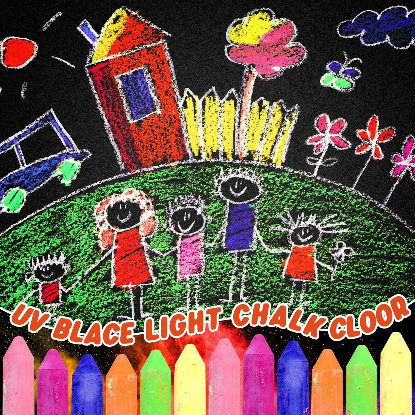Feifeiya Glow in the Dark Chalk — 30 Neon UV Chalk Set for Blacklight Parties, Outdoor Drawing, and Classroom Fun