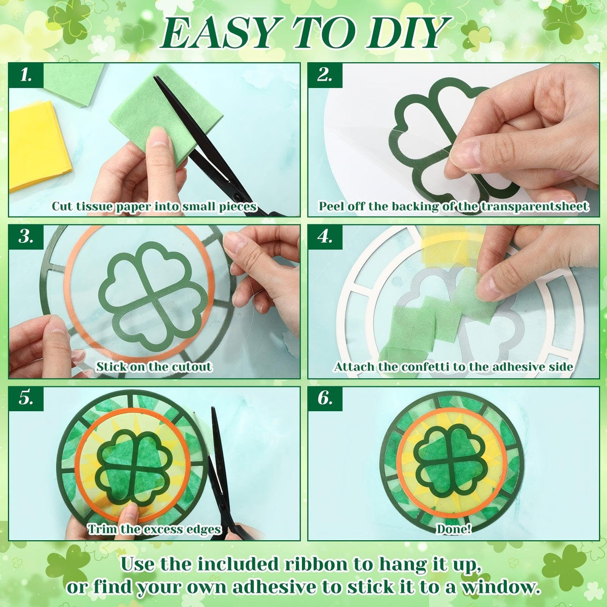 Feifeiya 24-Set St Patrick’s Day Suncatcher Craft Kit – Window Decor