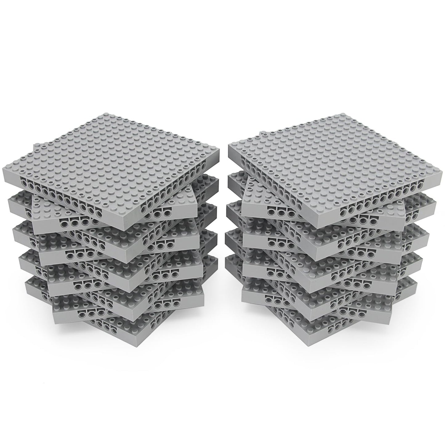 Feleph 5-Inch Base Brick 16x16 Light Bluish Gray – 18-Piece Plate with Holes and Pins, Compatible with 65803/3673